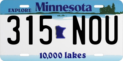 MN license plate 315NOU