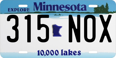 MN license plate 315NOX