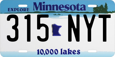 MN license plate 315NYT
