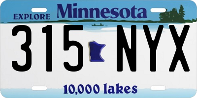 MN license plate 315NYX
