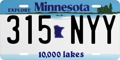 MN license plate 315NYY