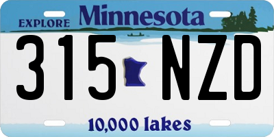 MN license plate 315NZD