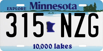 MN license plate 315NZG