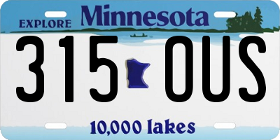 MN license plate 315OUS