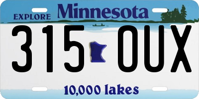 MN license plate 315OUX