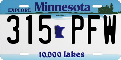 MN license plate 315PFW