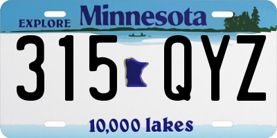 MN license plate 315QYZ