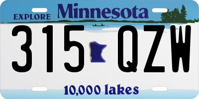 MN license plate 315QZW