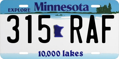 MN license plate 315RAF