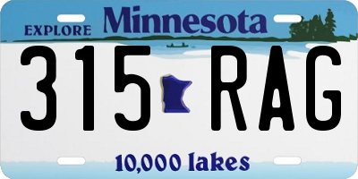 MN license plate 315RAG