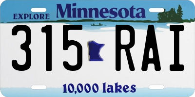 MN license plate 315RAI
