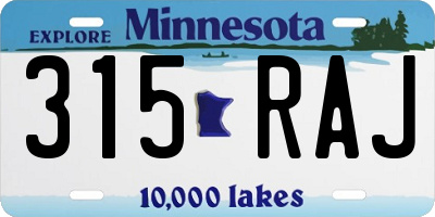 MN license plate 315RAJ