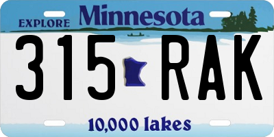 MN license plate 315RAK