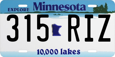 MN license plate 315RIZ