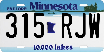 MN license plate 315RJW