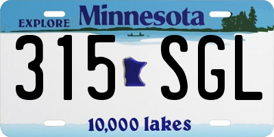 MN license plate 315SGL
