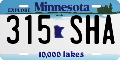 MN license plate 315SHA