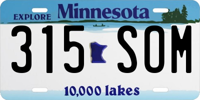 MN license plate 315SOM