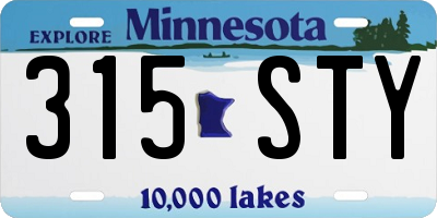 MN license plate 315STY
