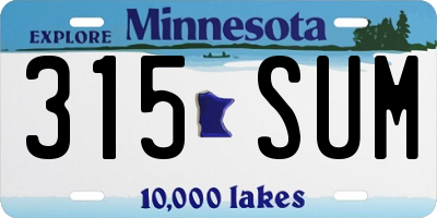 MN license plate 315SUM