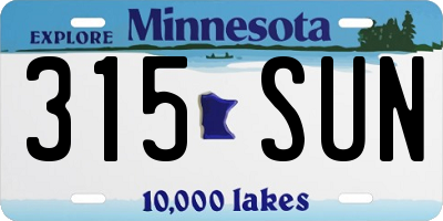 MN license plate 315SUN