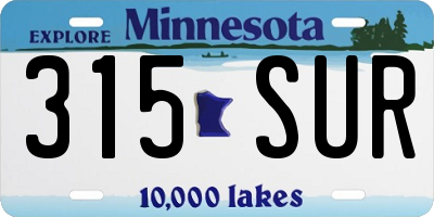 MN license plate 315SUR