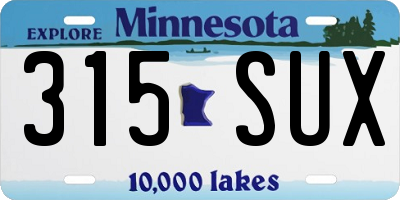 MN license plate 315SUX