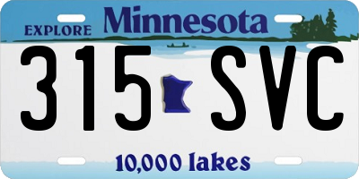 MN license plate 315SVC