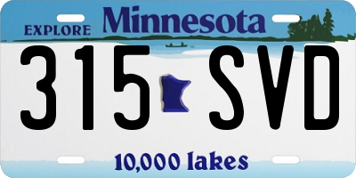 MN license plate 315SVD