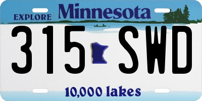 MN license plate 315SWD