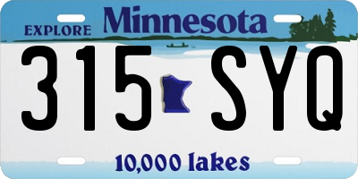 MN license plate 315SYQ