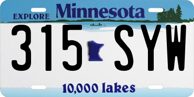 MN license plate 315SYW