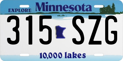 MN license plate 315SZG