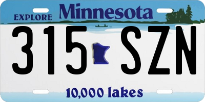 MN license plate 315SZN