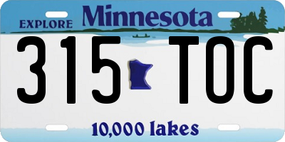 MN license plate 315TOC