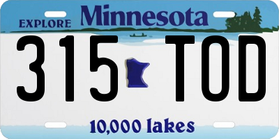 MN license plate 315TOD