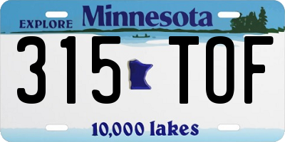 MN license plate 315TOF