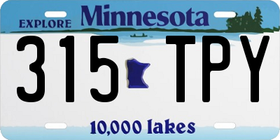 MN license plate 315TPY
