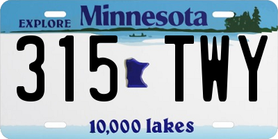 MN license plate 315TWY