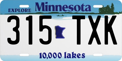 MN license plate 315TXK