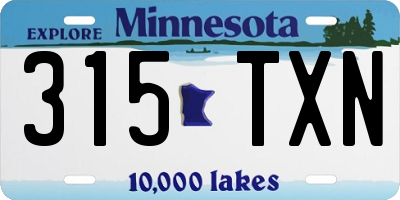 MN license plate 315TXN