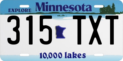 MN license plate 315TXT