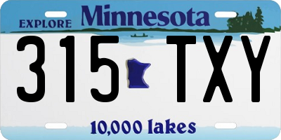 MN license plate 315TXY