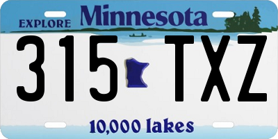 MN license plate 315TXZ