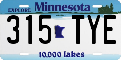 MN license plate 315TYE