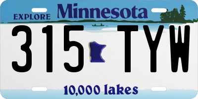 MN license plate 315TYW
