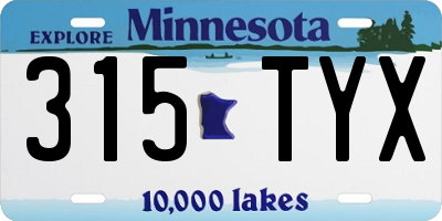 MN license plate 315TYX
