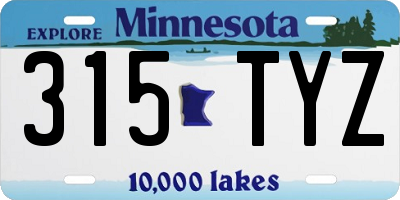 MN license plate 315TYZ