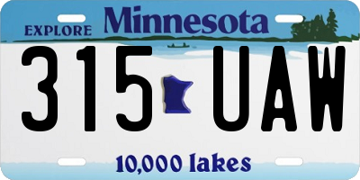 MN license plate 315UAW