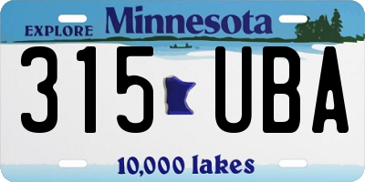MN license plate 315UBA